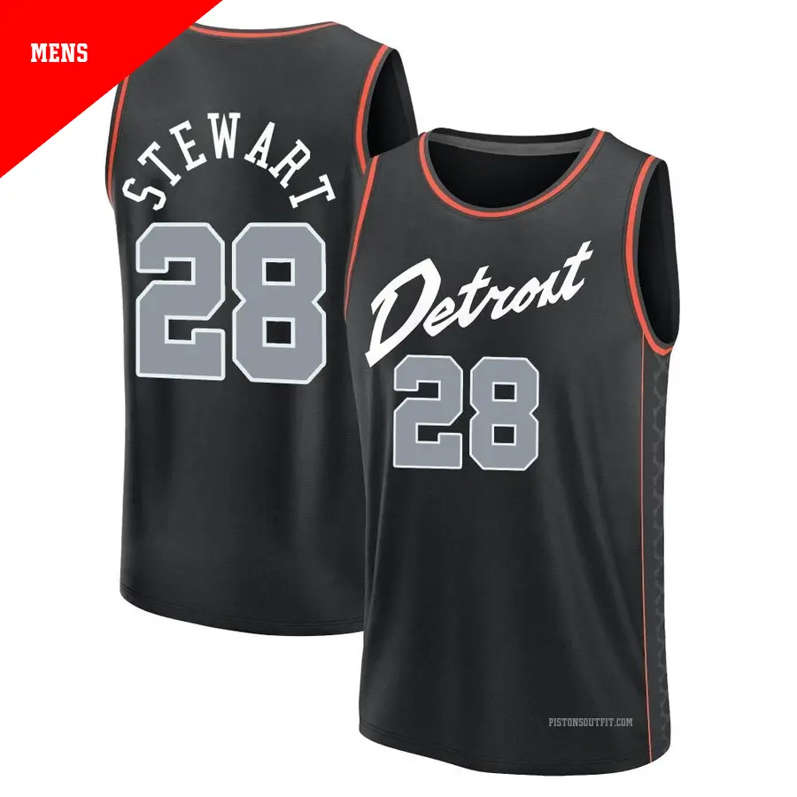 ＃28 Men's Isaiah Stewart Detroit Pistons 2023/24 Fast Break Black City Edition Jersey