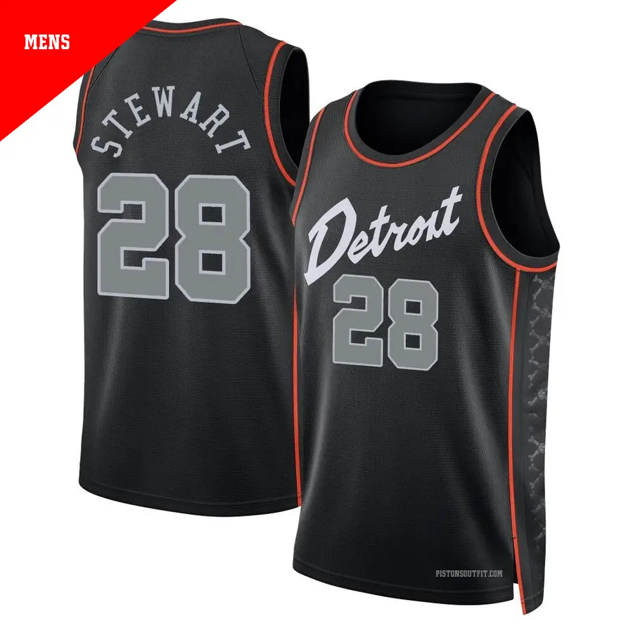 ＃28 Men's Isaiah Stewart Detroit Pistons 2023/24 Swingman Black City Edition Jersey