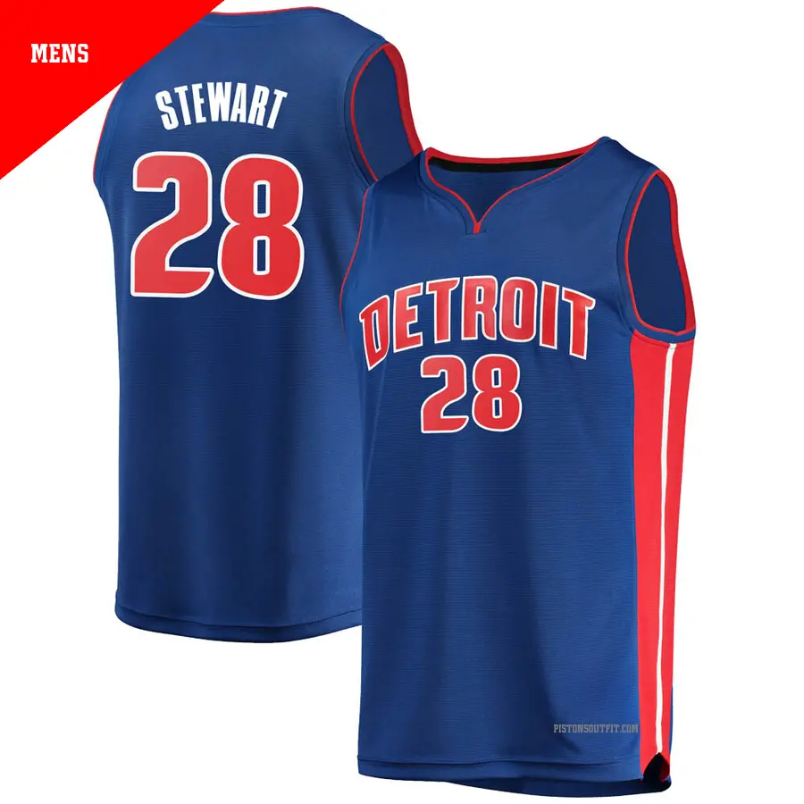 ＃28 Men's Isaiah Stewart Detroit Pistons Blue Fast Break JerseyIcon Edition