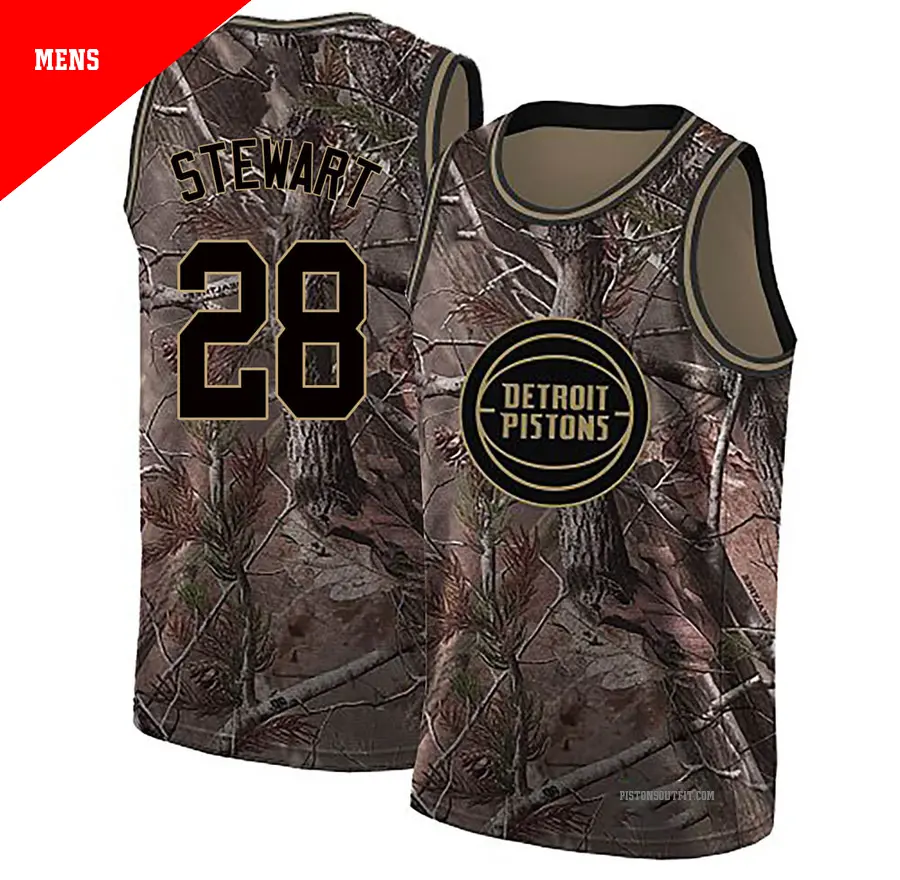 ＃28 Men's Isaiah Stewart Detroit Pistons Camo Swingman Realtree Collection Jersey