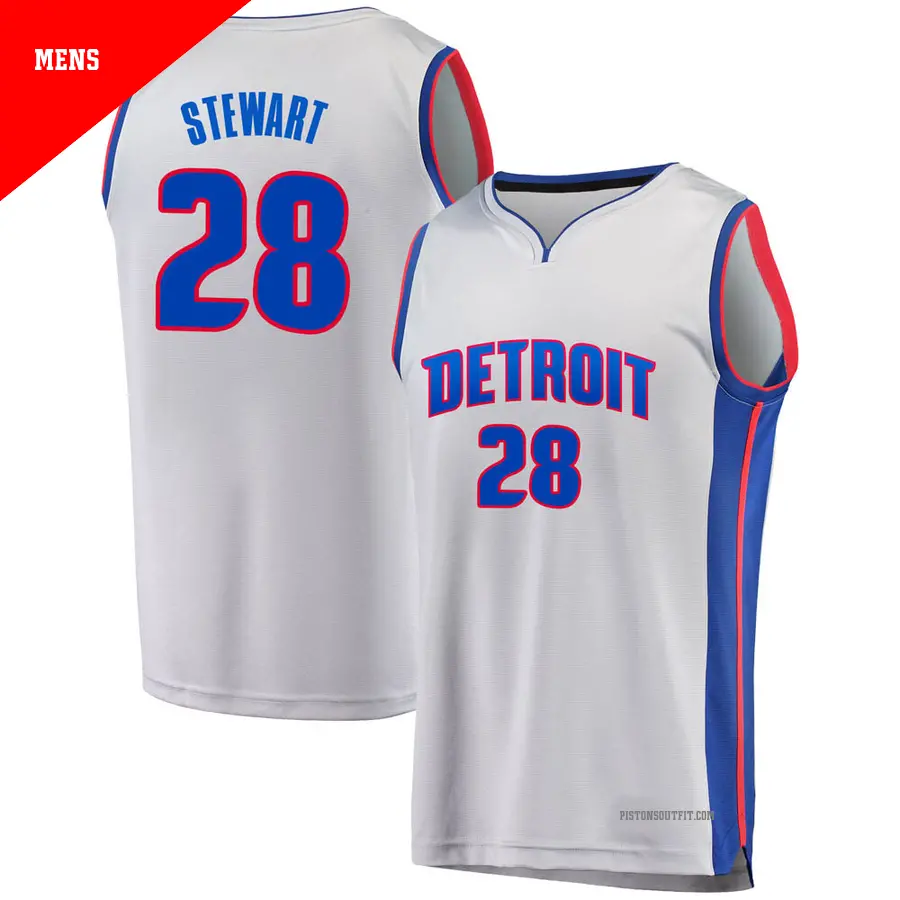 ＃28 Men's Isaiah Stewart Detroit Pistons Gray Fast Break Alternate JerseyStatement Edition