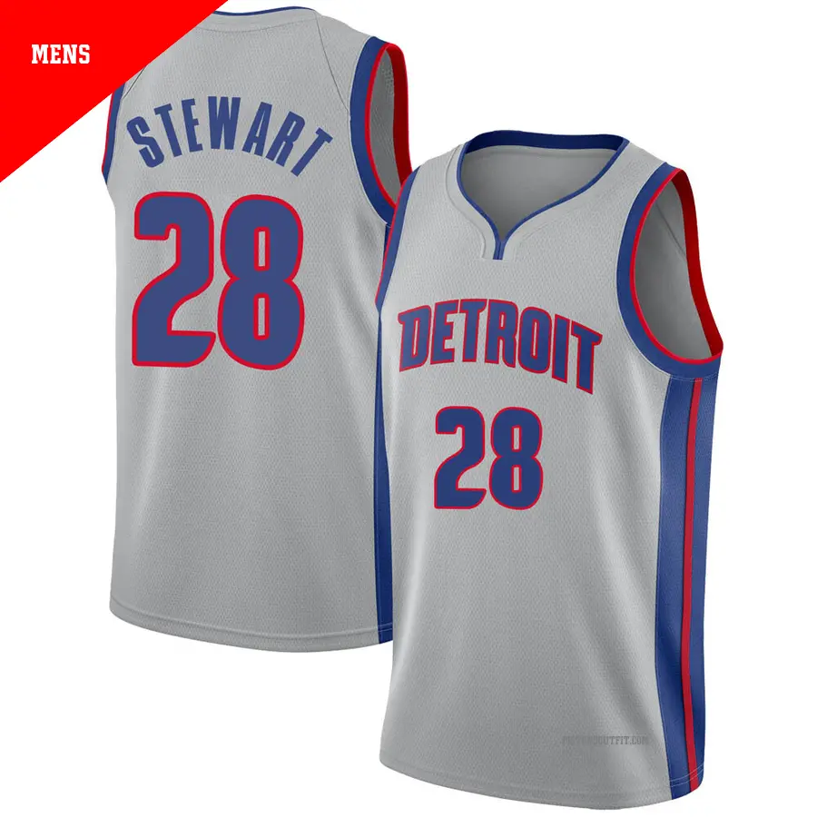 ＃28 Men's Isaiah Stewart Detroit Pistons Swingman Silver JerseyStatement Edition