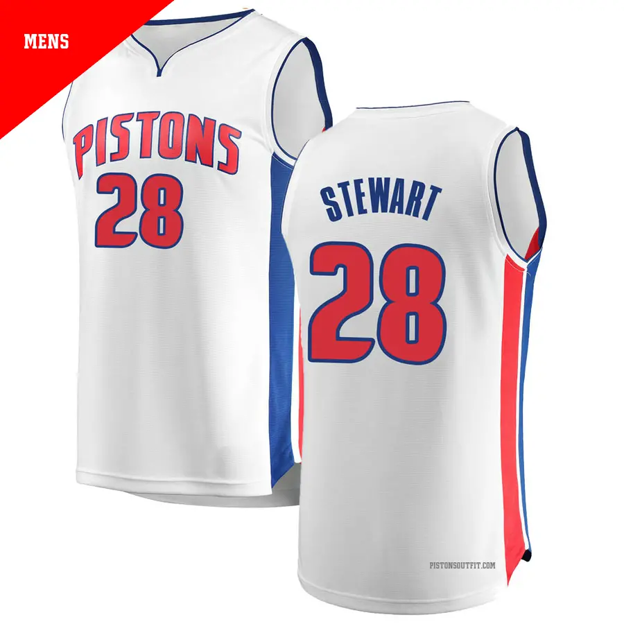 ＃28 Men's Isaiah Stewart Detroit Pistons White Fast Break JerseyAssociation Edition