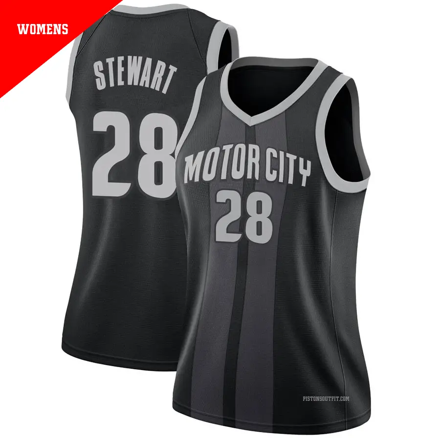 ＃28 Women's Isaiah Stewart Detroit Pistons 2018/19 Swingman Black JerseyCity Edition