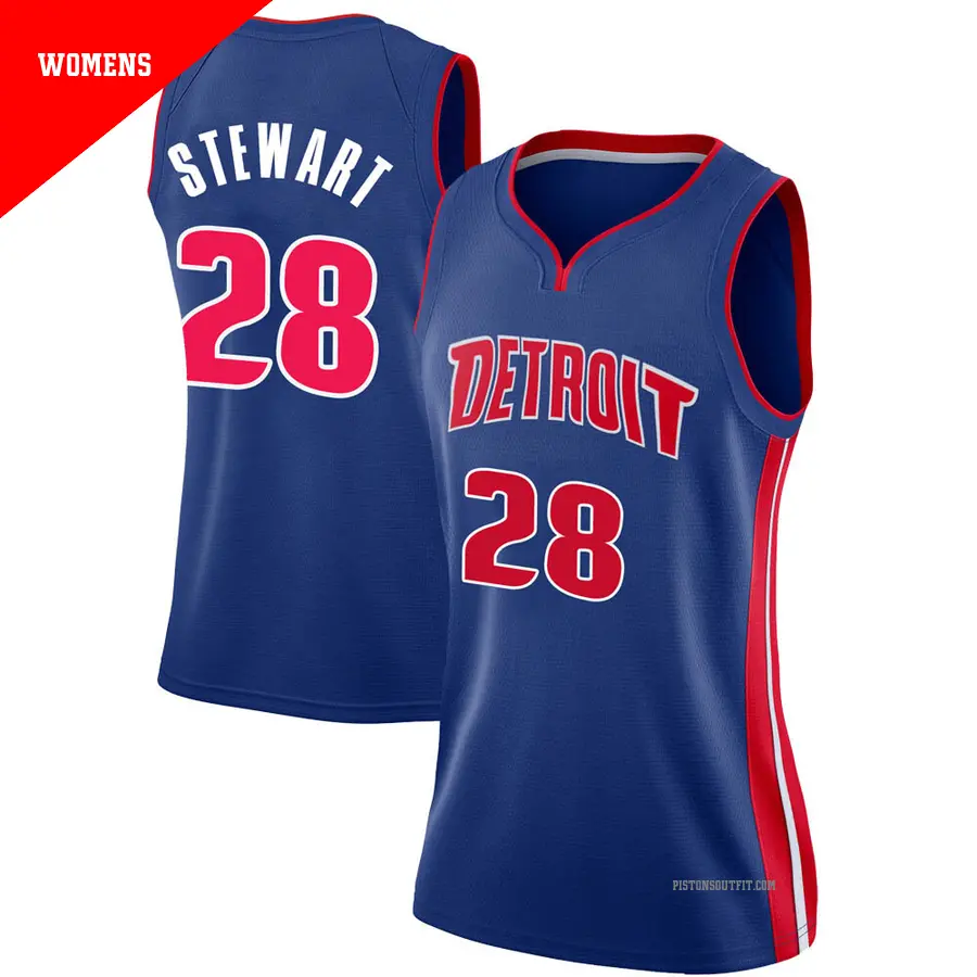 ＃28 Women's Isaiah Stewart Detroit Pistons Blue Swingman JerseyIcon Edition