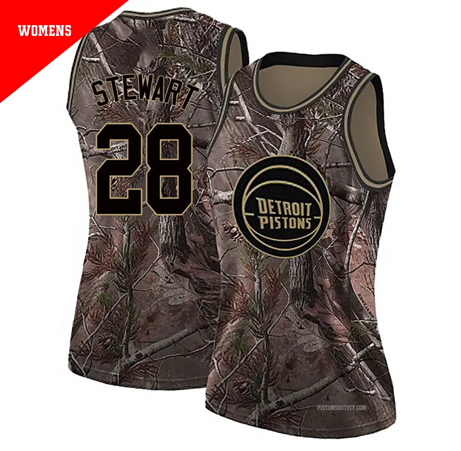 ＃28 Women's Isaiah Stewart Detroit Pistons Camo Swingman Realtree Collection Jersey