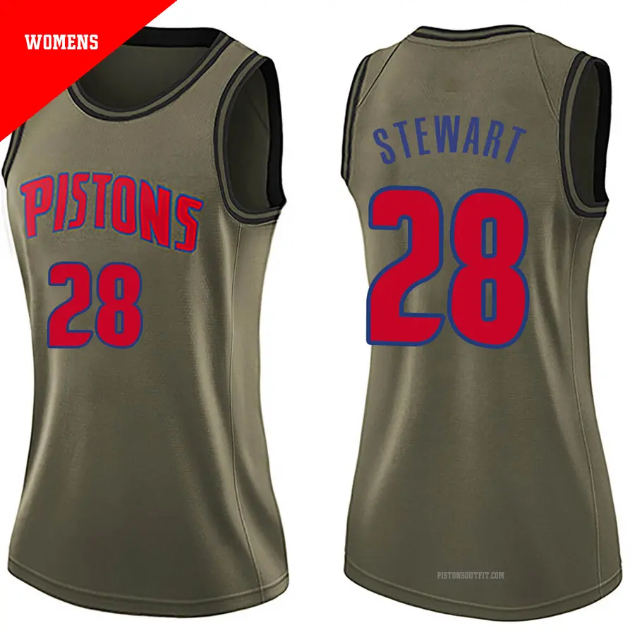 ＃28 Women's Isaiah Stewart Detroit Pistons Green Swingman Salute to Service Jersey