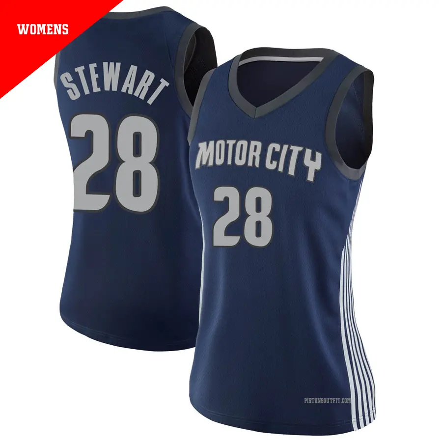 ＃28 Women's Isaiah Stewart Detroit Pistons Navy Swingman JerseyCity Edition