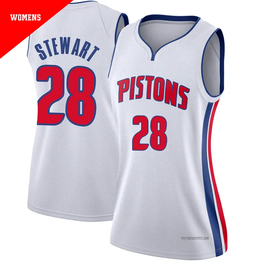 ＃28 Women's Isaiah Stewart Detroit Pistons White Swingman JerseyAssociation Edition