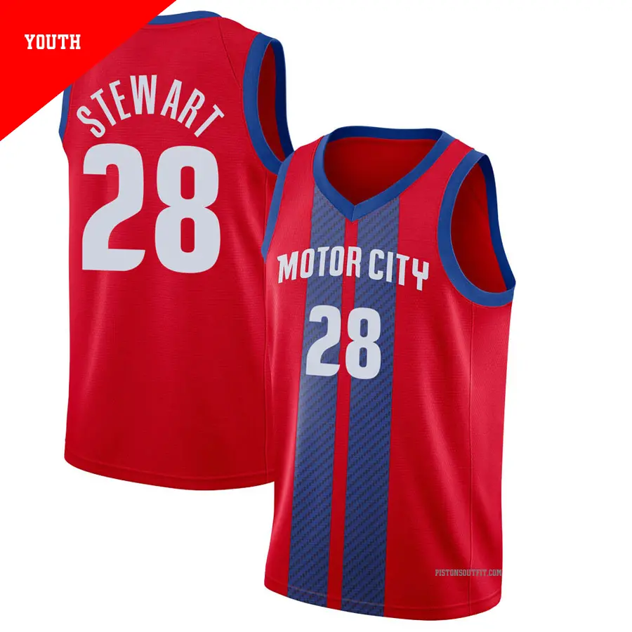 ＃28 Youth Isaiah Stewart Detroit Pistons 2019/20 Swingman Red Finished JerseyCity Edition