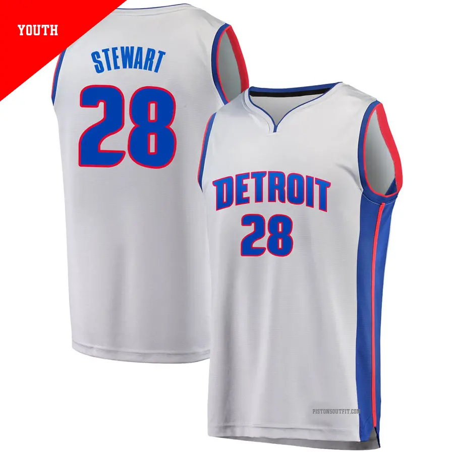 ＃28 Youth Isaiah Stewart Detroit Pistons Gray Fast Break Alternate JerseyStatement Edition