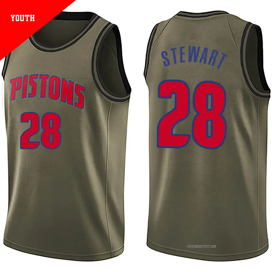 ＃28 Youth Isaiah Stewart Detroit Pistons Green Swingman Salute to Service Jersey