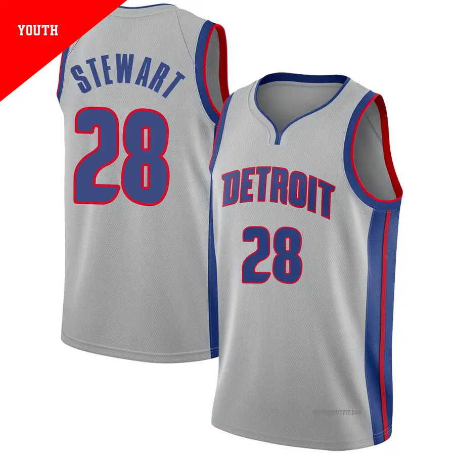 ＃28 Youth Isaiah Stewart Detroit Pistons Swingman Silver JerseyStatement Edition