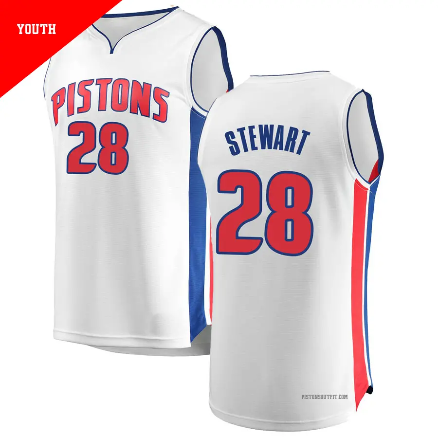 ＃28 Youth Isaiah Stewart Detroit Pistons White Fast Break JerseyAssociation Edition