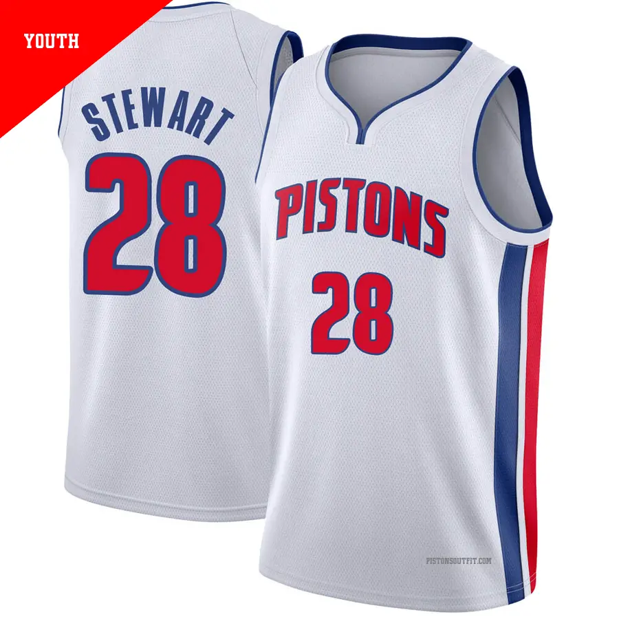 ＃28 Youth Isaiah Stewart Detroit Pistons White Swingman JerseyAssociation Edition