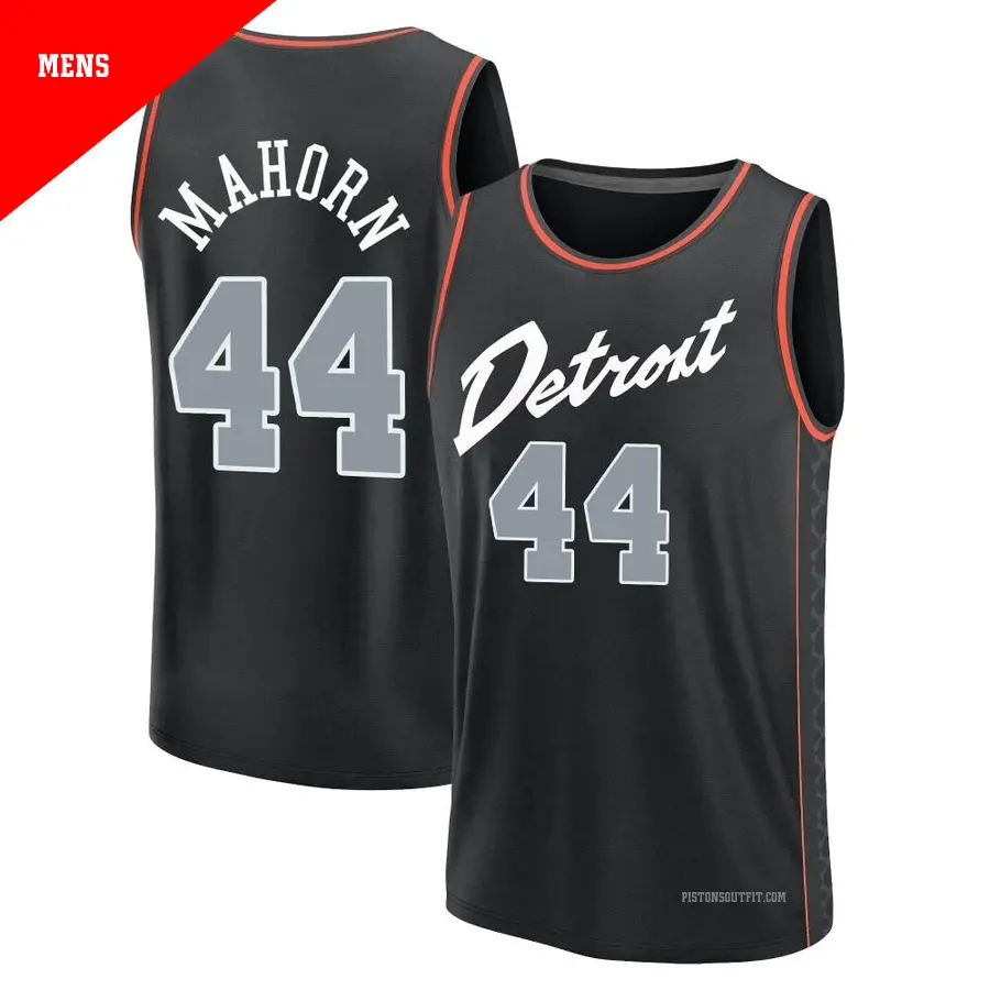 ＃44 Men's Rick Mahorn Detroit Pistons 2023/24 Fast Break Black City Edition Jersey