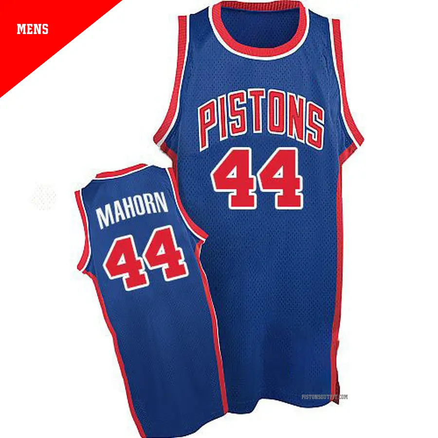 ＃44 Men's Rick Mahorn Detroit Pistons Blue Authentic Throwback Jersey