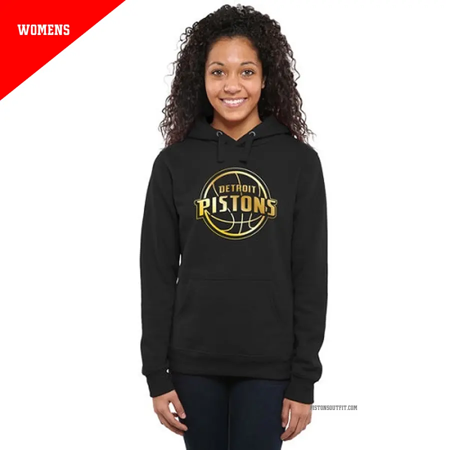 Women's Detroit Pistons Gold Collection Ladies Pullover HoodieBlack